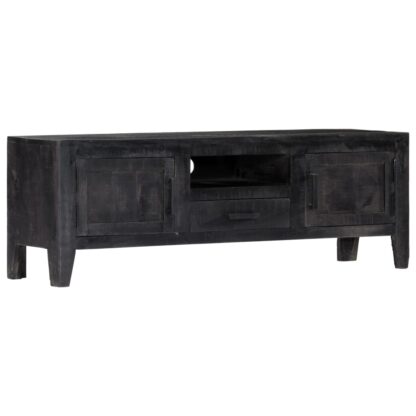 TV-Schrank Schwarz 118 x 30 x 40 cm Massivholz Mango