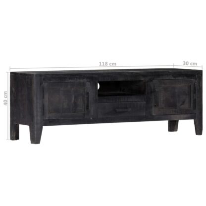 TV-Schrank Schwarz 118 x 30 x 40 cm Massivholz Mango - Image 8