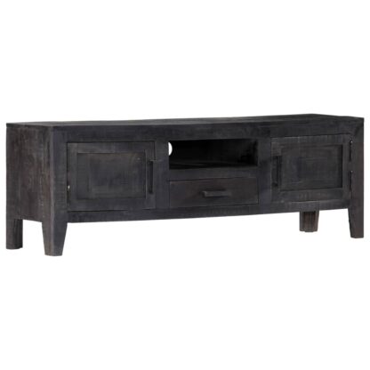 TV-Schrank Schwarz 118 x 30 x 40 cm Massivholz Mango - Image 9