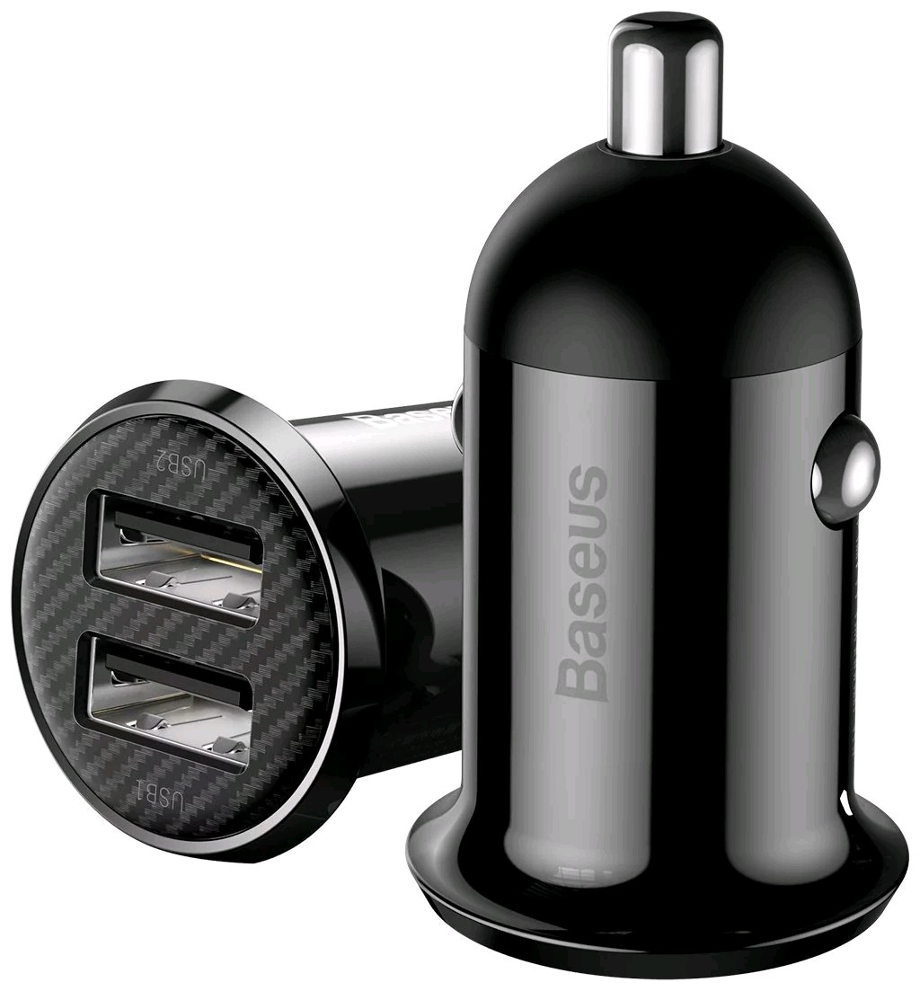 Baseus Grain – Ladegerät Pro Car Charger 2x USB 4.8A, Schwarz