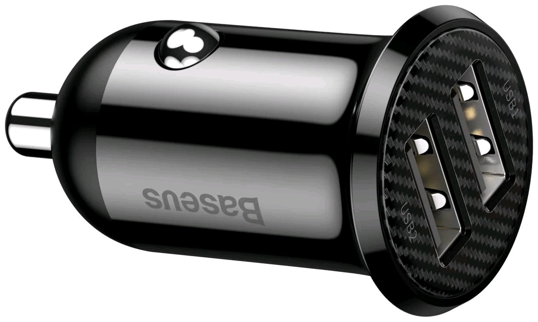 Baseus Grain – Ladegerät Pro Car Charger 2x USB 4.8A, Schwarz –