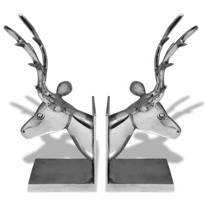 Buchstützen Hirsch 2 Stk. Aluminium Silbern - Image 2