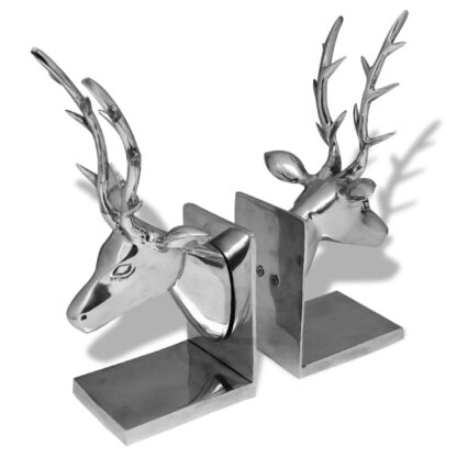 Buchstützen Hirsch 2 Stk. Aluminium Silbern - Image 3
