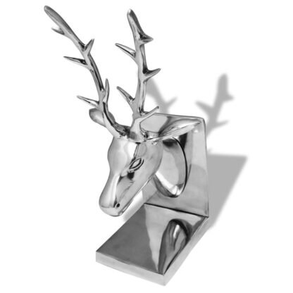 Buchstützen Hirsch 2 Stk. Aluminium Silbern - Image 4