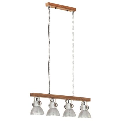 Deckenlampe Industriestil Silbern E27 Mangoholz - Image 3
