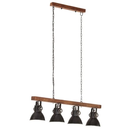 Deckenlampe Industriestil Schwarz E27 Mangoholz - Image 2