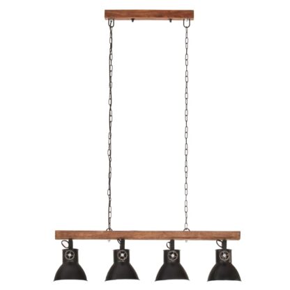 Deckenlampe Industriestil Schwarz E27 Mangoholz - Image 4