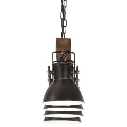 Deckenlampe Industriestil Schwarz E27 Mangoholz - Image 5