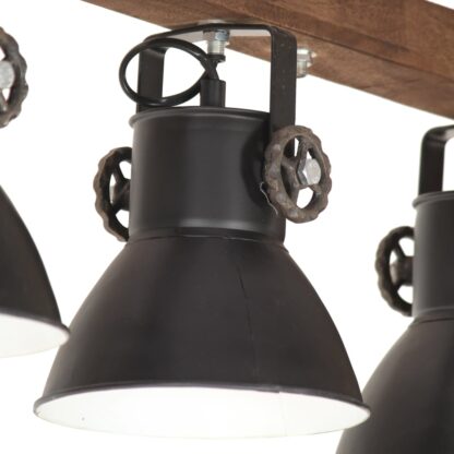 Deckenlampe Industriestil Schwarz E27 Mangoholz - Image 6