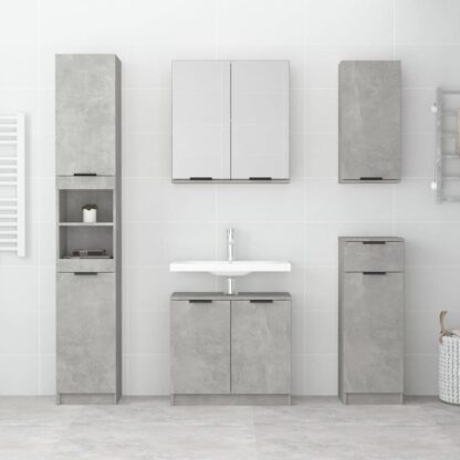 Badschrank Betongrau 64,5x33,5x59 cm Holzwerkstoff - Image 3