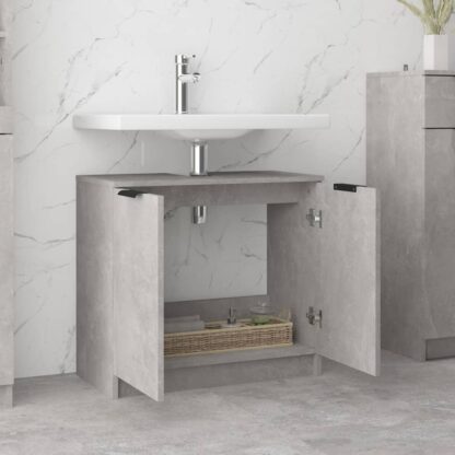 Badschrank Betongrau 64,5x33,5x59 cm Holzwerkstoff - Image 4