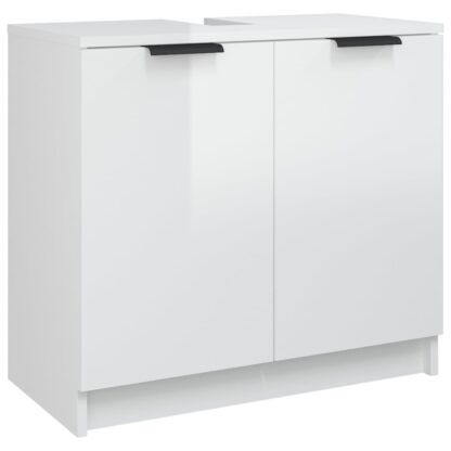 Badschrank Hochglanz-Weiß 64,5x33,5x59 cm Holzwerkstoff - Image 2