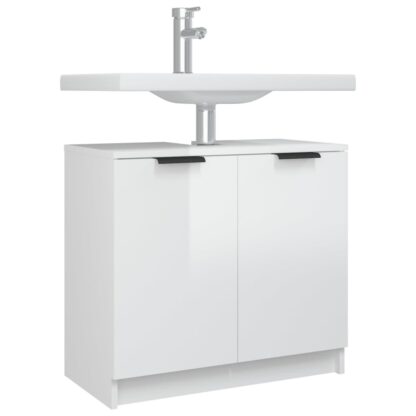 Badschrank Hochglanz-Weiß 64,5x33,5x59 cm Holzwerkstoff - Image 5