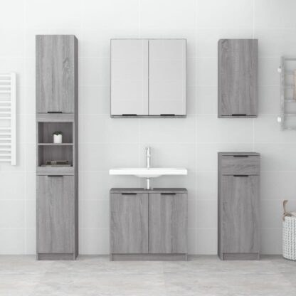 Badschrank Grau Sonoma 64,5x33,5x59 cm Holzwerkstoff - Image 3