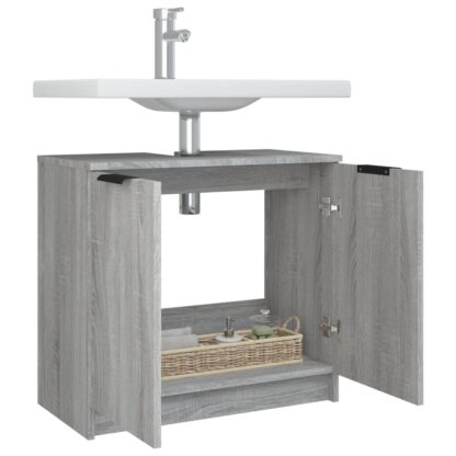 Badschrank Grau Sonoma 64,5x33,5x59 cm Holzwerkstoff - Image 6