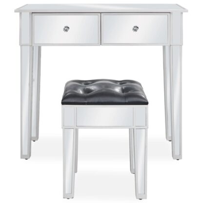 Verspiegelter Schminktisch mit Hocker MDF und Glas - Image 2