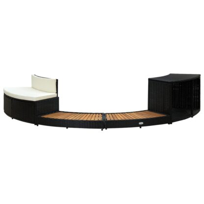 Whirlpool-Einfassung Schwarz Poly Rattan und Massivholz Akazie - Image 2