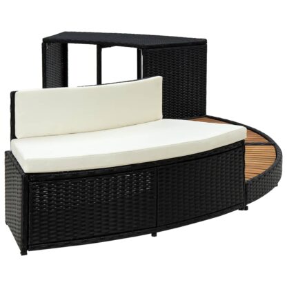 Whirlpool-Einfassung Schwarz Poly Rattan und Massivholz Akazie - Image 4