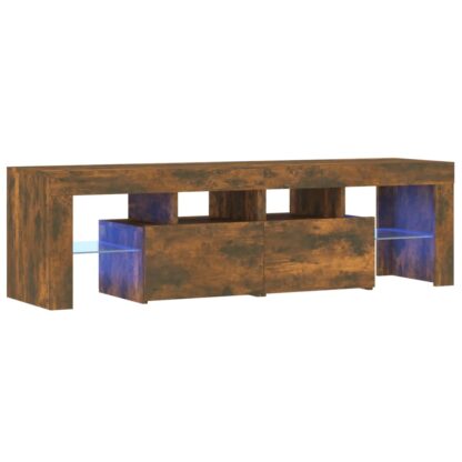TV-Schrank mit LED-Leuchten Räuchereiche 140x36,5x40 cm - Image 2