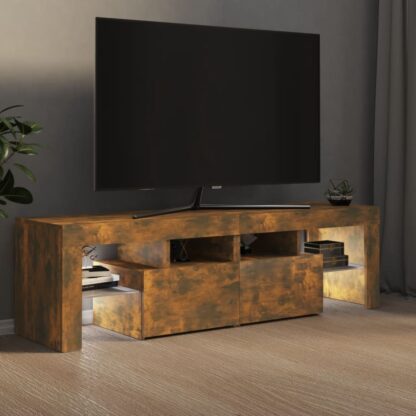 TV-Schrank mit LED-Leuchten Räuchereiche 140x36,5x40 cm - Image 4