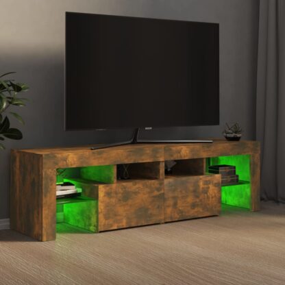 TV-Schrank mit LED-Leuchten Räuchereiche 140x36,5x40 cm - Image 5