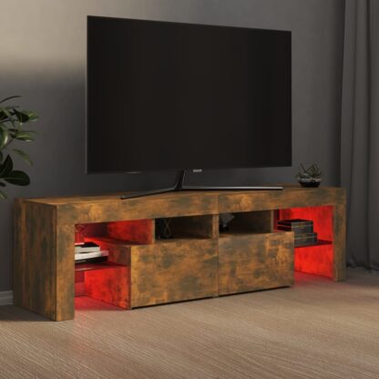 TV-Schrank mit LED-Leuchten Räuchereiche 140x36,5x40 cm - Image 6