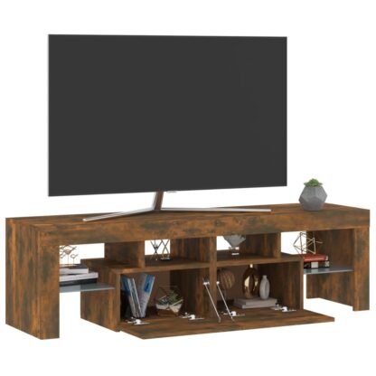 TV-Schrank mit LED-Leuchten Räuchereiche 140x36,5x40 cm - Image 7