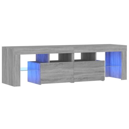 TV-Schrank mit LED-Leuchten Grau Sonoma 140x36,5x40 cm - Image 2