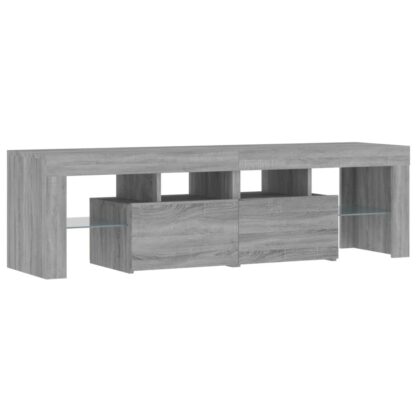 TV-Schrank mit LED-Leuchten Grau Sonoma 140x36,5x40 cm - Image 3