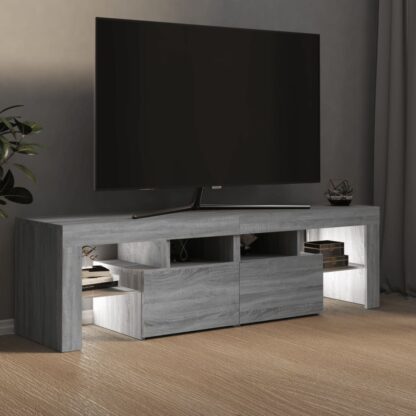 TV-Schrank mit LED-Leuchten Grau Sonoma 140x36,5x40 cm - Image 4
