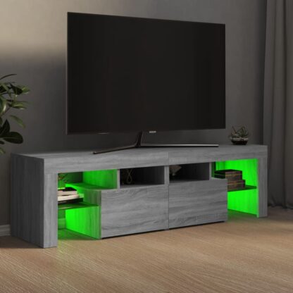 TV-Schrank mit LED-Leuchten Grau Sonoma 140x36,5x40 cm - Image 5