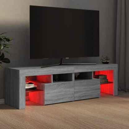 TV-Schrank mit LED-Leuchten Grau Sonoma 140x36,5x40 cm - Image 6