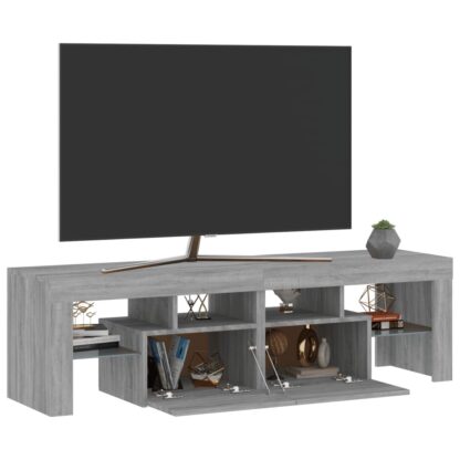 TV-Schrank mit LED-Leuchten Grau Sonoma 140x36,5x40 cm - Image 7
