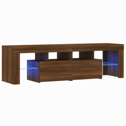 TV-Schrank mit LED-Leuchten Braun Eichen-Optik 140x36,5x40 cm - Image 2