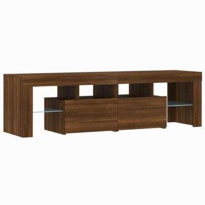 TV-Schrank mit LED-Leuchten Braun Eichen-Optik 140x36,5x40 cm - Image 3