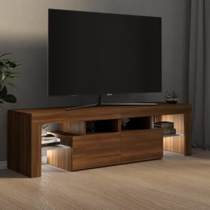 TV-Schrank mit LED-Leuchten Braun Eichen-Optik 140x36,5x40 cm - Image 4