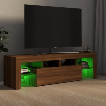 TV-Schrank mit LED-Leuchten Braun Eichen-Optik 140x36,5x40 cm - Image 5