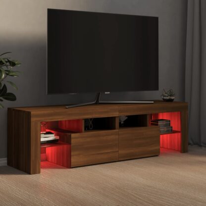 TV-Schrank mit LED-Leuchten Braun Eichen-Optik 140x36,5x40 cm - Image 6