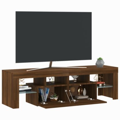 TV-Schrank mit LED-Leuchten Braun Eichen-Optik 140x36,5x40 cm - Image 7