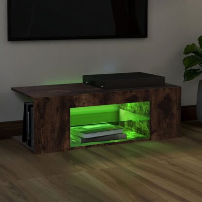 TV-Schrank mit LED-Leuchten Räuchereiche 90x39x30 cm - Image 4