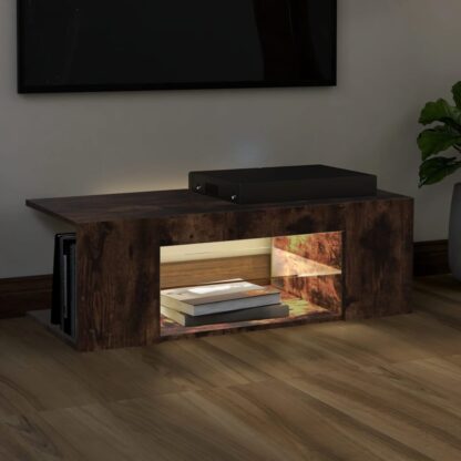 TV-Schrank mit LED-Leuchten Räuchereiche 90x39x30 cm - Image 5