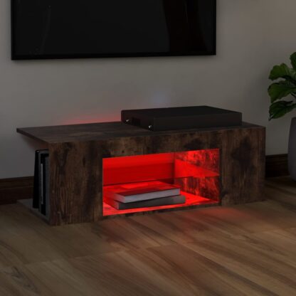TV-Schrank mit LED-Leuchten Räuchereiche 90x39x30 cm - Image 6