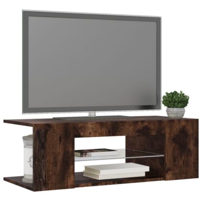 TV-Schrank mit LED-Leuchten Räuchereiche 90x39x30 cm - Image 7