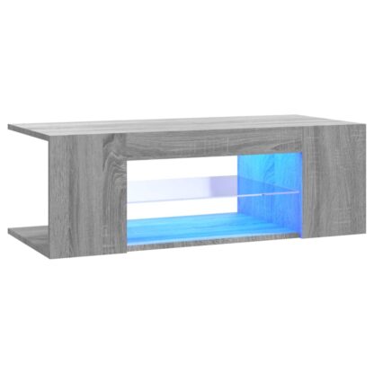 TV-Schrank mit LED-Leuchten Grau Sonoma 90x39x30 cm - Image 2