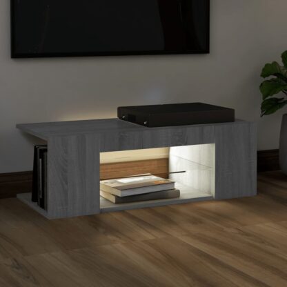 TV-Schrank mit LED-Leuchten Grau Sonoma 90x39x30 cm - Image 5