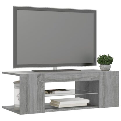 TV-Schrank mit LED-Leuchten Grau Sonoma 90x39x30 cm - Image 7