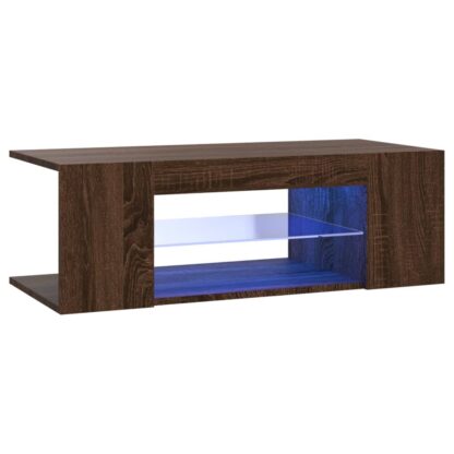 TV-Schrank mit LED-Leuchten Braun Eichen-Optik 90x39x30 cm - Image 2
