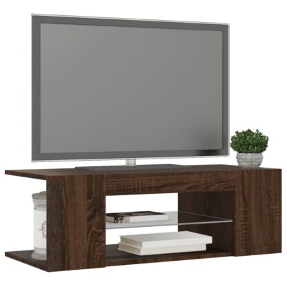TV-Schrank mit LED-Leuchten Braun Eichen-Optik 90x39x30 cm - Image 7