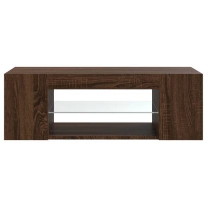 TV-Schrank mit LED-Leuchten Braun Eichen-Optik 90x39x30 cm - Image 8