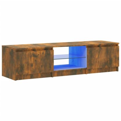 TV-Schrank mit LED-Leuchten Räuchereiche 140x40x35,5 cm - Image 2